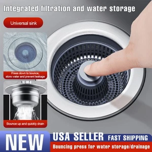 Stainless Steel 3-in-1 Kitchen Sink Drain Strainer trainer Stopper Drain Basket - Picture 1 of 10
