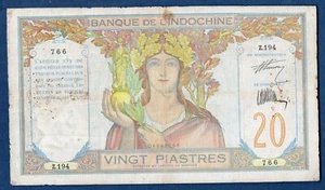 Indochina - 20 Piastras Ruinas de Angkor Z.194 766 TB Tipo Banco Francia 1928 - Foto 1 di 2