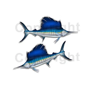 Sailfish Sticker Decal Fishing RV Boat Car Truck Camper Trailer F062 2 Pack - Picture 1 of 1