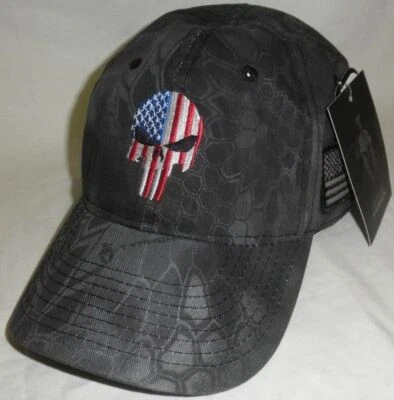 Kryptek Punisher Hat Patriotic Skull Black Camo Kryptek Skull Hat Punisher Hat  - Image 1 of 4