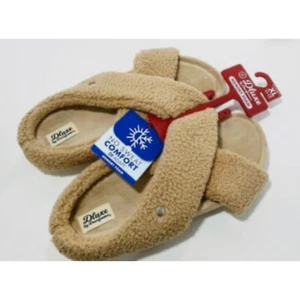 Dluxe By Dearfoams Women's Light Brown Comfort Memory Foam Slippers XL 11/12 - Picture 1 of 6