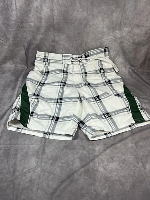 Men’s Green Bay Packers Swim Trunks Sz XL White Black Plaid Logo - Image 1 of 4