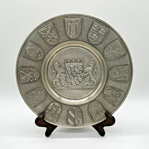 SKS Zinn Coat of Arms Bayern Hanging Wall Plate 95% Pewter 9 1/2” - Picture 1 of 5