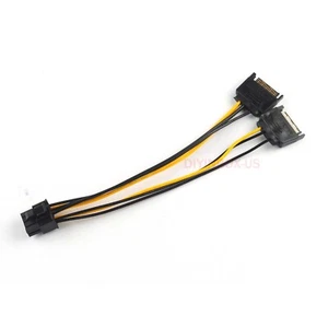 1pc Dual 15 Pin SATA Male To PCIe 8 Pin (6+2) Male Video Card Power Supply Cable - Picture 1 of 7