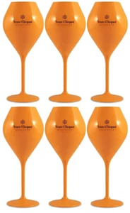 Veuve Clicquot Orange Acrylic Champagne Flute Goblets x 6 New - Picture 1 of 2