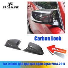 2PCS Side Mirror Cover Cap For Infiniti Q50 Q60 Q70 QX30 QX50 2013+ Carbon Look