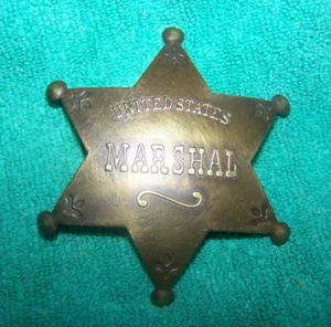Old Western Brass United States Marshal Badge - Picture 1 of 3