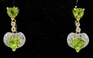 Enamoring Peridot & Topaz Dangle Earrings in Sterling Silver - New - Picture 1 of 3
