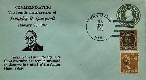Manhattan Nev Inauguration Day Franklin Roosevelt President 1-20-1945 3rd 1-20 Cover