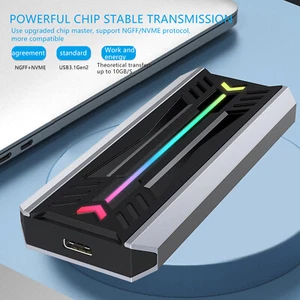 M.2 NVMe SATA SSD Enclosure RGB,USB 3.2 Gen 2 (10 Gbps) Enclosure UASP - Afbeelding 1 van 15