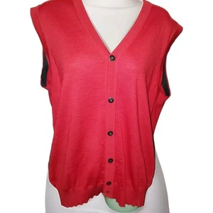 Nordstrom Men's Fine Merino Wool Button sweater Vest Large Red Great Condition - Imagen 1 de 8