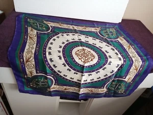 Lila & grün buntes Seidentuch, 28" Quadrat, Pferd & Kutsche Designs - Bild 1 von 8