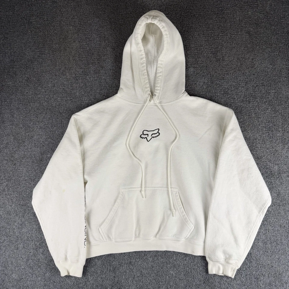 Fox Racing Hoodie Womens Medium White Vintage Pullover Cropped Boxy Motocross MX - Image 1 of 4