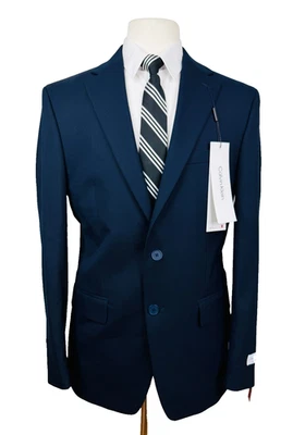 $450 NUEVO CALVIN KLEIN Para Hombres 40R Azul Marino Calce Ajustado Suave Blazer Abrigo Deportivo Traje Chaqueta Foto 1 de 4