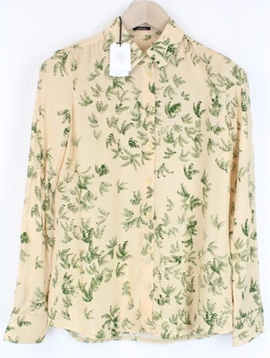 Denham Jessie 2XS Women's Blouse Palm Leaf Printed Pastel Orange Button Twill - Image 1 of 4