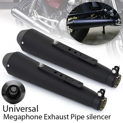 2x 17.5" Universal Motorcycle Motorbike Exhaust Pipe Muffler Fits For Cafe Racer - Image 1 of 4