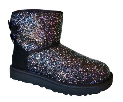 Nuevo Nuevo en Caja Ugg Clásico Mini Arco Cosmos Galaxy Brillo Negro Botas Piel de Oveja EE. UU. 7 Foto 1 de 4