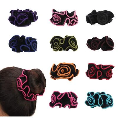 Paquete de 10 diademas florales de encaje con flores de satén cola de caballo... Foto 1 de 4