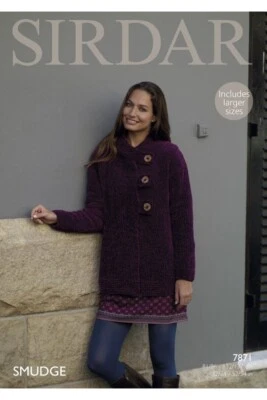 Sirdar 7871 knitting pattern ladies velvet chunky 3-button jacket Larger Sizes - Image 1 of 2