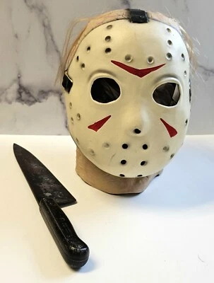 Adult Jason Voorhees Deluxe Friday The 13th Full Halloween Mask & Knife New Line - Image 1 of 4