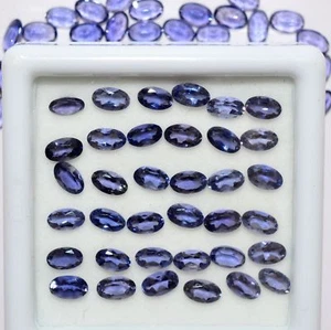 10.95 Cts Natural Iolite Oval Cut 5x3 mm Lot 57 Pcs Lustrous Blue Loose Gemstone - Picture 1 of 2