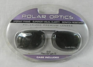 Polar Optics "OveRx Clip-Ons" Sunglasses, 52 Rectangle 5, Polarized Lenses, New - Picture 1 of 6
