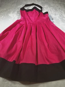 Vintage Y2K Swing Kleid Damen 10 rosa Neckholder Taschen Rockabilly Urlaub Barbie neu mit Etikett - Bild 1 von 19