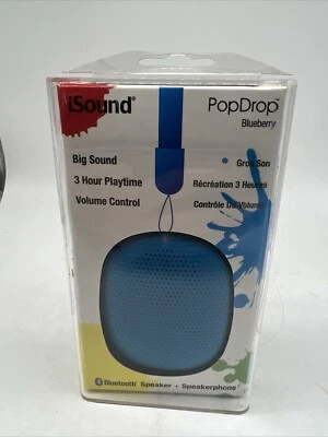 Pop Drop Portable Wireless Speaker Blueberry Bluetooth Blue Speakerphone Gift - Image 1 of 2