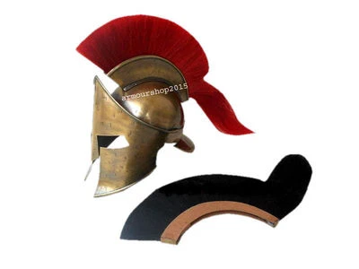  CASCO ESPARTANO CON PLUMA ROJA Y NEGRA, 300 KING LEONIDAS CASCO GRIEGO LARP RÉPLICA Foto 1 de 3