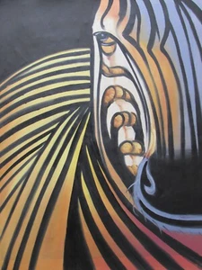 abstract minimal wild African zebra contemporary oil painting canvas modern art - Picture 1 of 1
