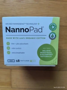 NannoPad Pantyliners 100% Organic Cotton 1 Pk 18 Pantyliners Hypoallergenic  - Picture 1 of 4