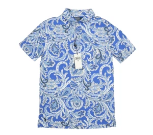 Polo Ralph Lauren Paisley Printed Polo Shirt Blue White Short Sleeve Mens XS - Picture 1 of 8