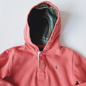 Polo Ralph Lauren Boys Youth Hoodie Size 5 Pullover Orange Plaid Green Pony - Picture 1 of 8
