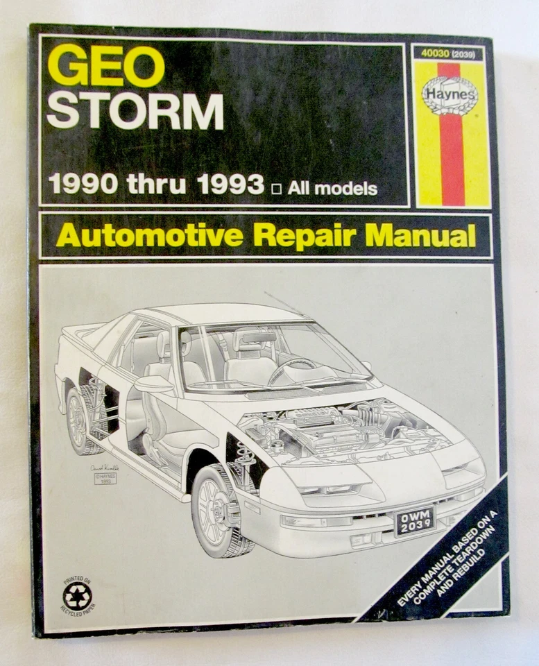 Haynes Auto Repair Manual - 1990 thru 1993 Geo Storm - Automotive Car Shop - Image 1 of 1