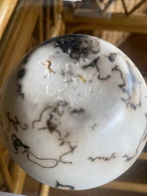 Horse Hair Pottery Navajo Vase with Turquoise 4" Signed - image 1 of 4