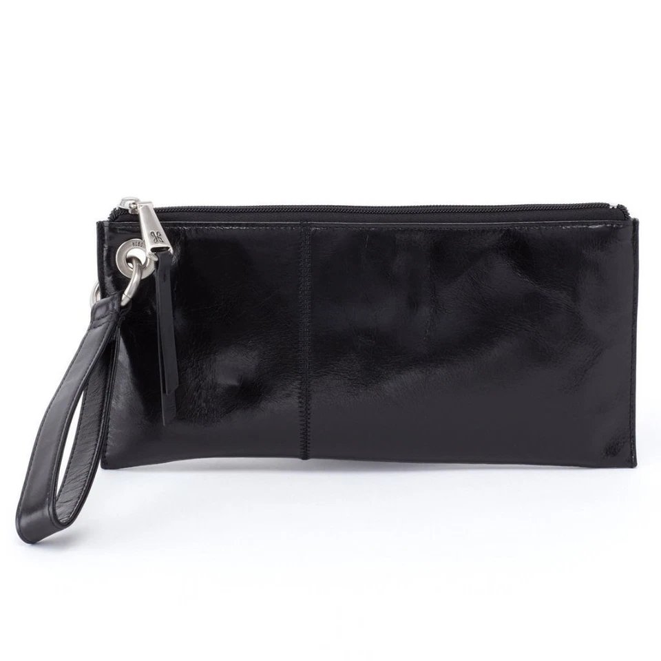 Hobo International Genuine Leather Vida Black Wristlet Purse Clutch