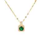 Classic Design Brilliant Cut Emerald Green Zircon Gold Filled Necklace Pendant