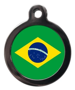Pet ID tag Flag of Brazil 32mm or 24mm - Picture 1 of 2