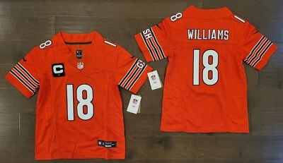 YOUTH Caleb Williams #18 Chicago Bears cosido naranja antiguo F.U.S.E. Jersey con CPT Foto 1 de 3