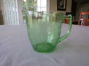 Vintage Vaseline Green Depression Glass Honeycomb Hex Optic Pitcher - Picture 1 of 9