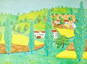 Maurice Loirand - Estampa Original - Litografía - Casas Sobre El Colina - Imagen 1 de 4