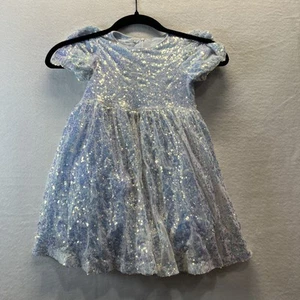 White Iridescent Sequin Girls Tulle Dress Size XS (4/5) /120 Rare - Picture 1 of 9