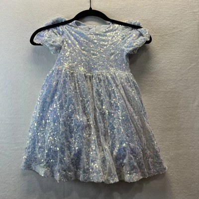 White Iridescent Sequin Girls Tulle Dress Size XS (4/5) /120 Rare - Image 1 of 4