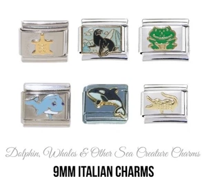Water animals 9mm Italian Charm - Fits classic Italian charm bracelets - Picture 1 of 57