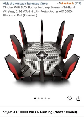 TP-LINK Archer AX11000 Tri-Band Wi-Fi 6 Gaming Router - Black/Red (Refurbished) - Image 1 of 4