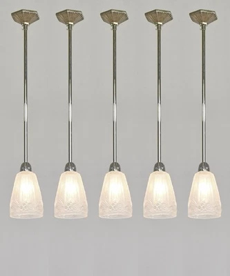 Lámpara colgante francesa Art Deco 1930 de Hettier et Vincent & Hanots - 5 disponibles Foto 1 de 4