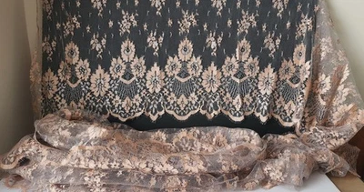 Darquer Calais French Lace – 4.5 Yards x 36” Rose Copper Pink Gold Accent Silver - Image 1 of 4