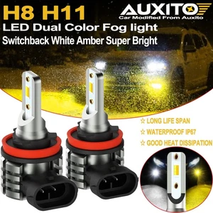 AUXITO H11 H9 H8 LED Fog Light Bulbs Switchback Dual Color Yellow & White 4000LM - Picture 1 of 15