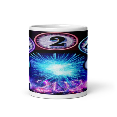 Neon Fireworks New Year's Celebration 11oz Ceramic Mug - Image 1 of 3