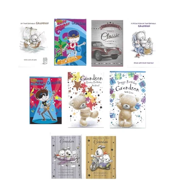 VARIOUS Grandson birthday card Adult Teenager Music Surfing Fishing Classic Car